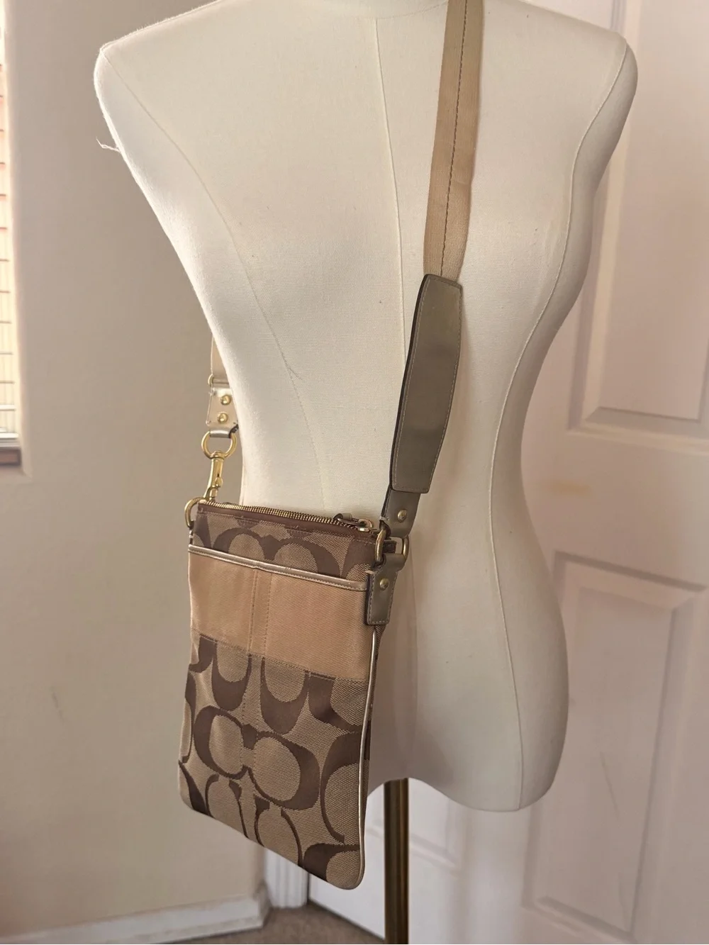 Coach Brown/Tan Signature Crossbody Shoulder Bag